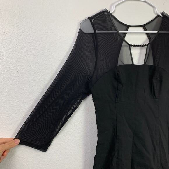 Guess Black Cutout Stretch Sheer Shoulders Bodycon Short Dress Size 9 - Picture 2 of 6
